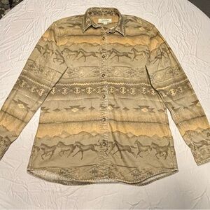 Cabela's Brown and Tan Patterned Button-Up Shirt